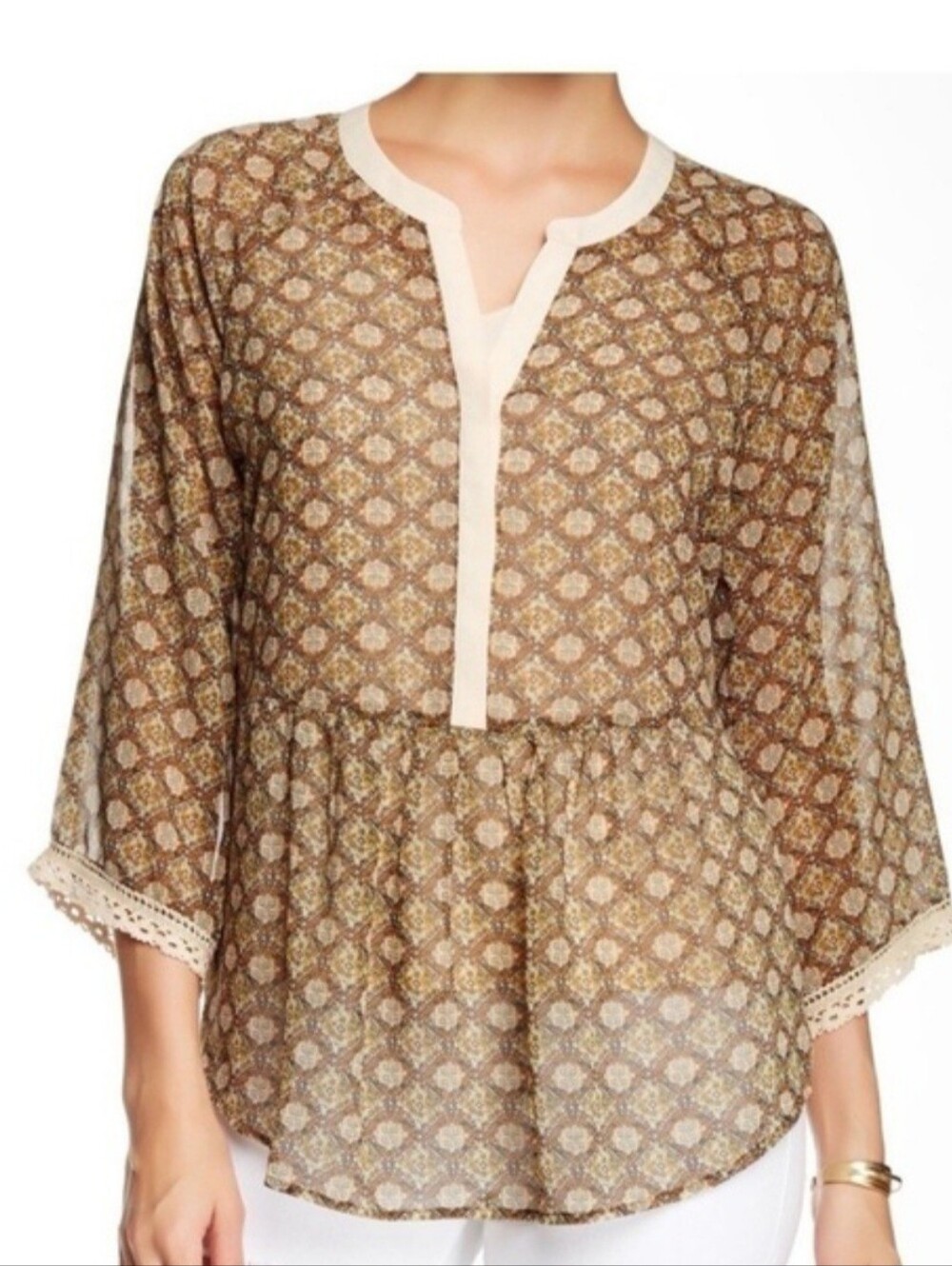 Daniel rainn geometric print blouse peplum small